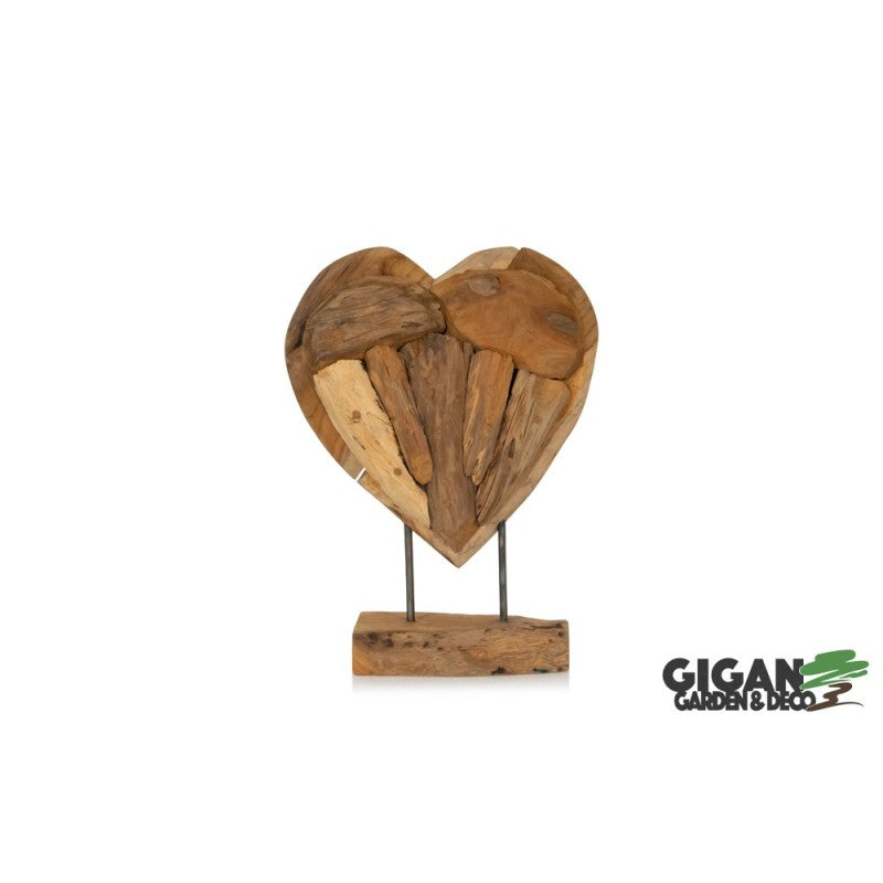 Bois teck déco coeur