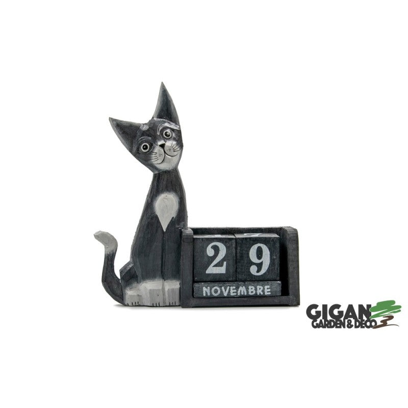 Calendrier chat en bois 20cm