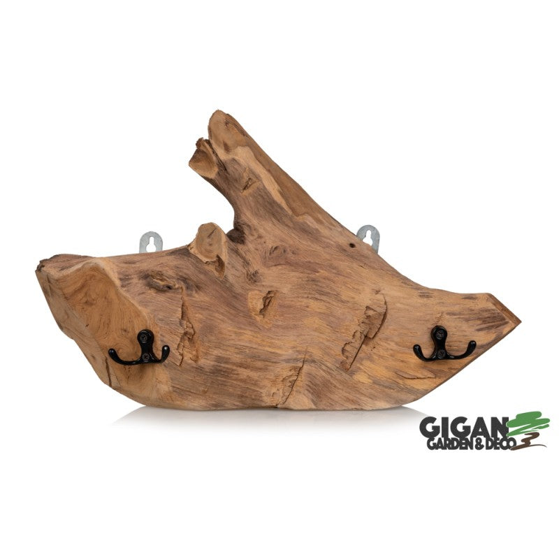 Porte manteau ou porte serviette mural en bois teck