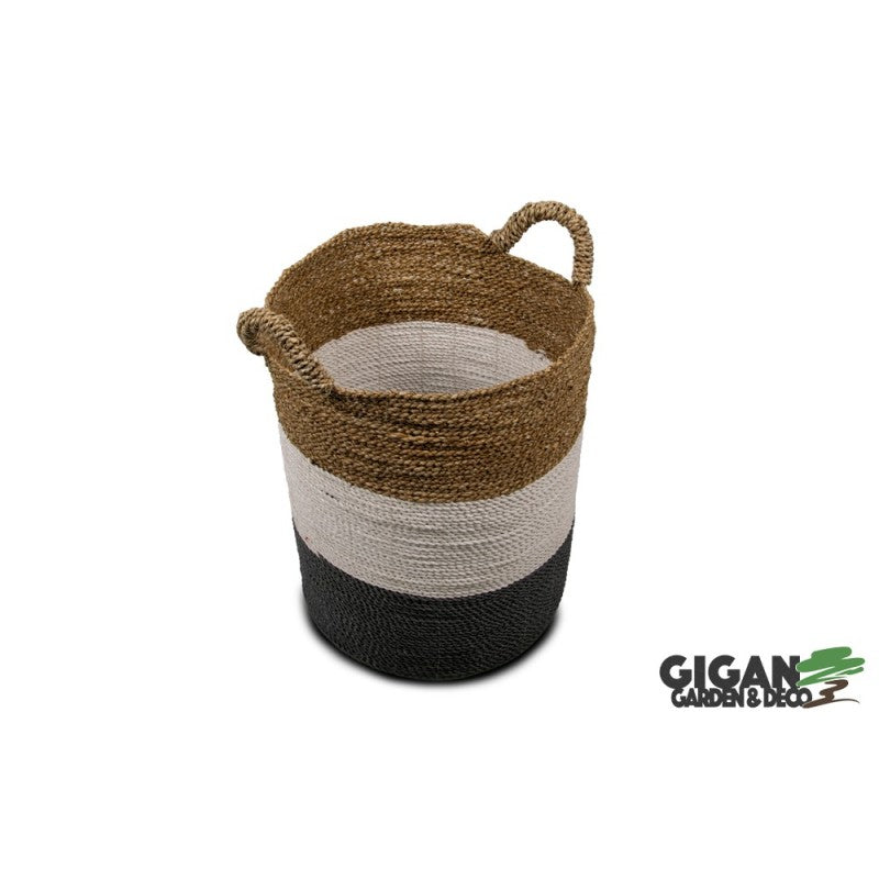 Set de 5 paniers Gris/blanc/marron naturel