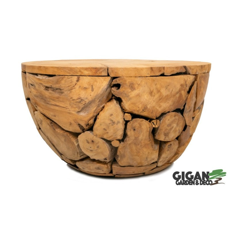 Table basse bois teck demi boule