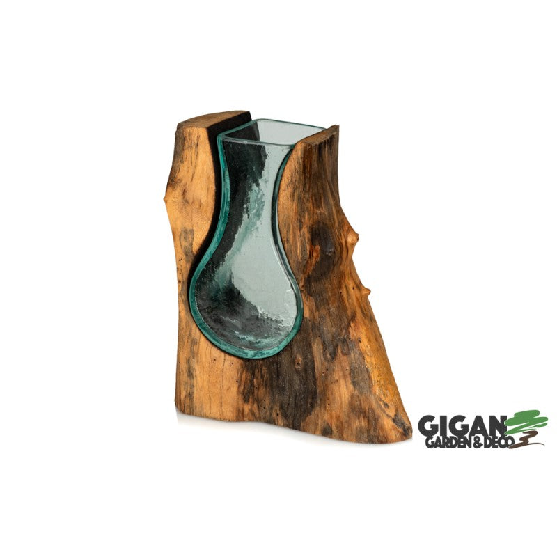 WOOD GAMAL VASE BOLA 25cm