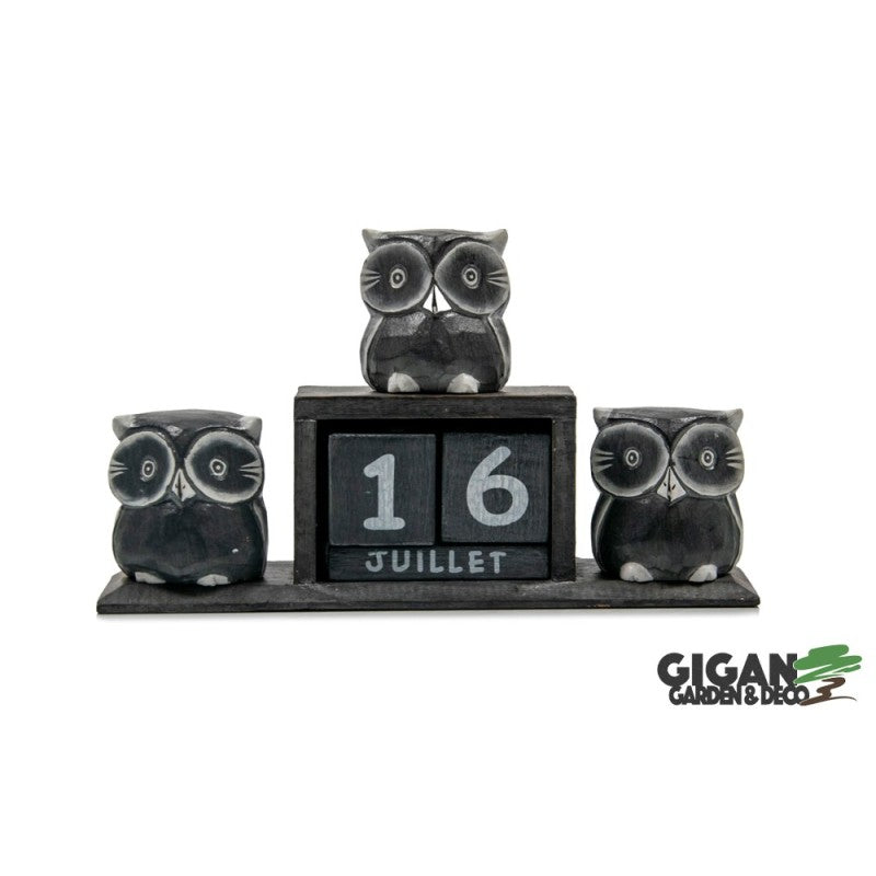 Calendrier en bois x3 chouette