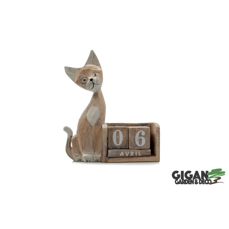 Calendrier chat en bois 20cm