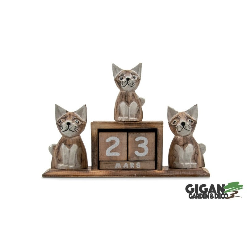 Calendrier en bois x3 chat
