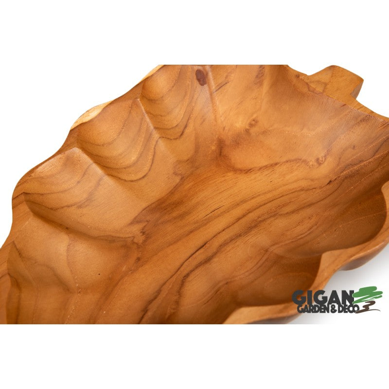 Plat forme feuille bois teck
