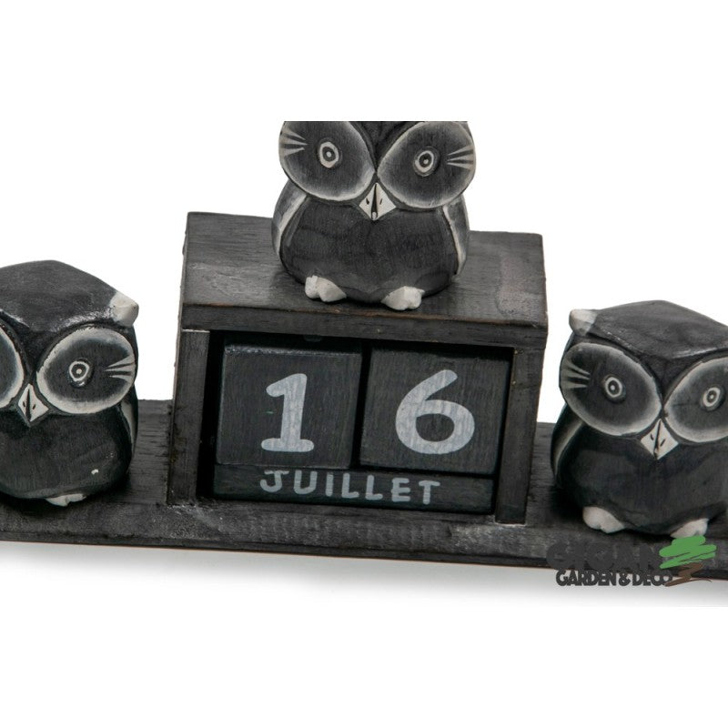 Calendrier en bois x3 chouette