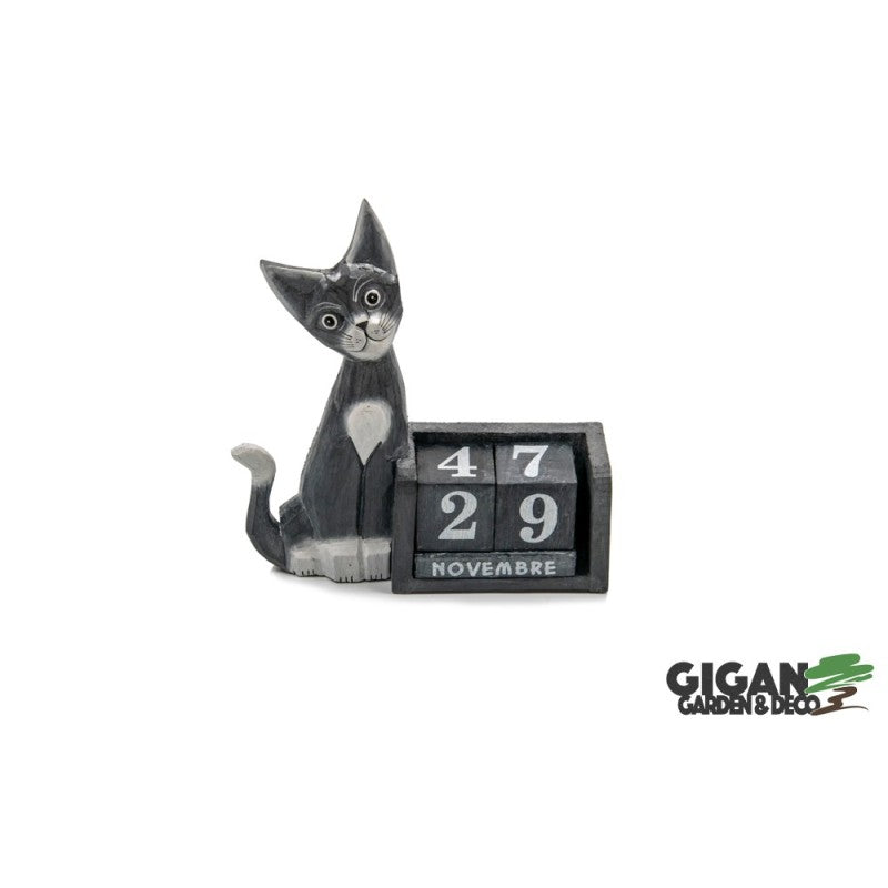 Calendrier chat en bois 20cm