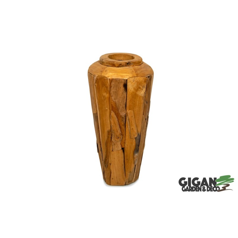 Vase bois teck