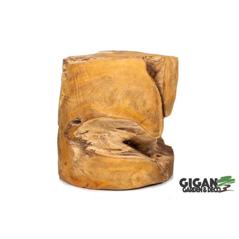 Tabouret en bois de racine de teck slinder
