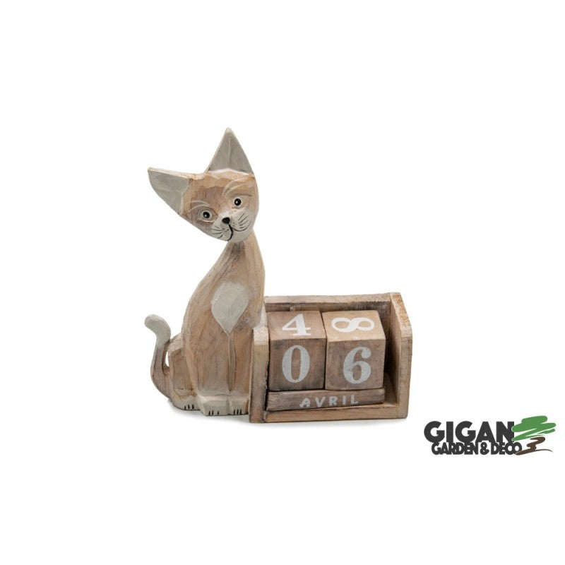 Calendrier chat en bois 20cm