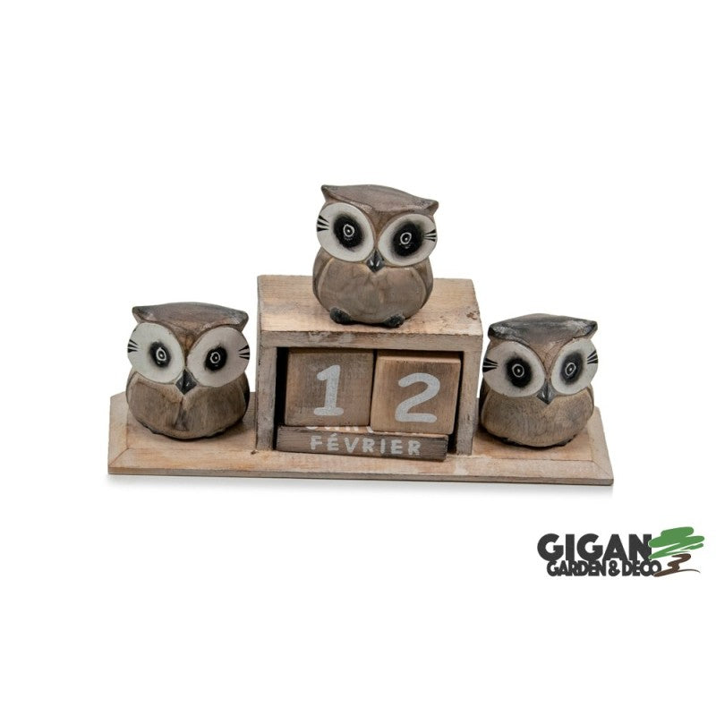 Calendrier en bois x3 chouette