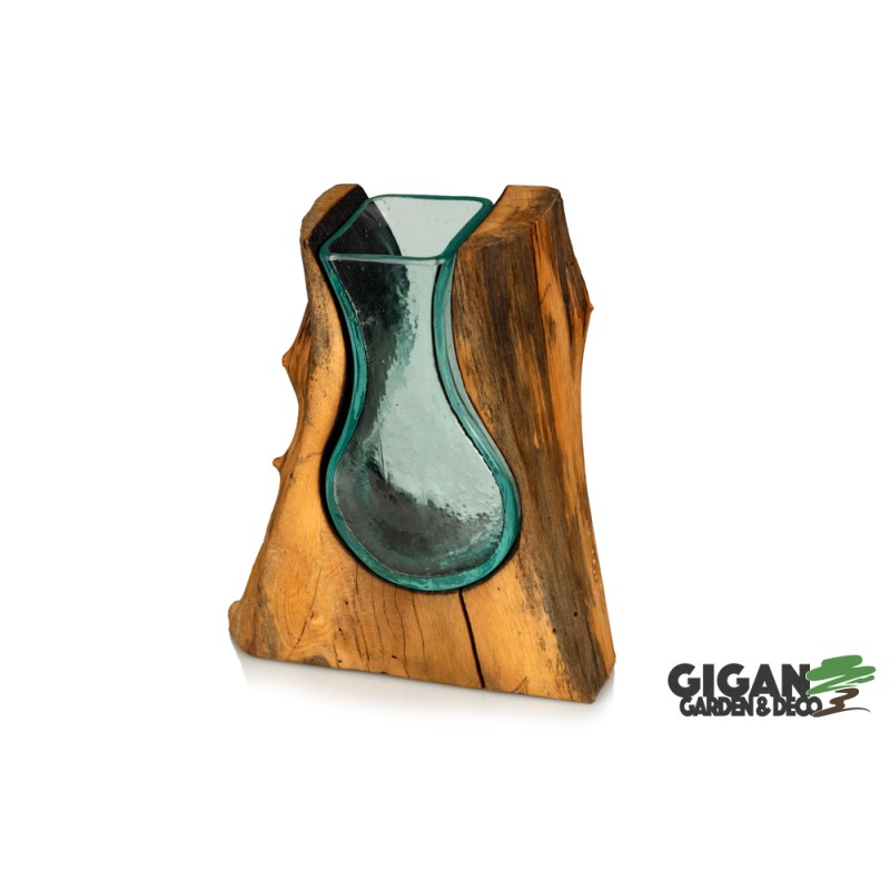 WOOD GAMAL VASE BOLA 25cm