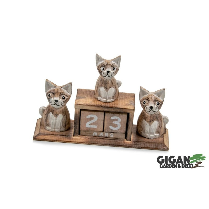 Calendrier en bois x3 chat