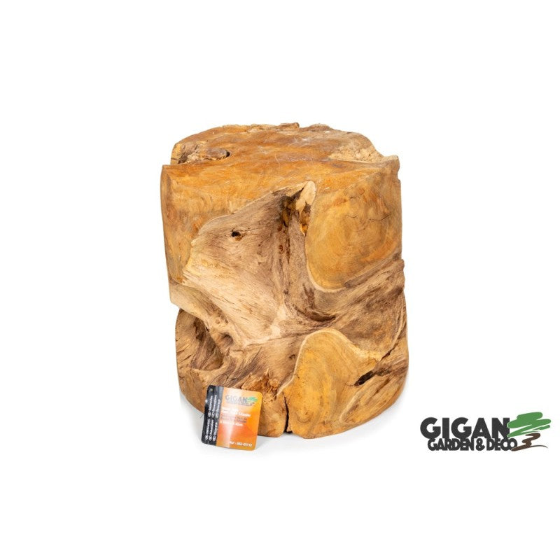Tabouret en bois de racine de teck slinder