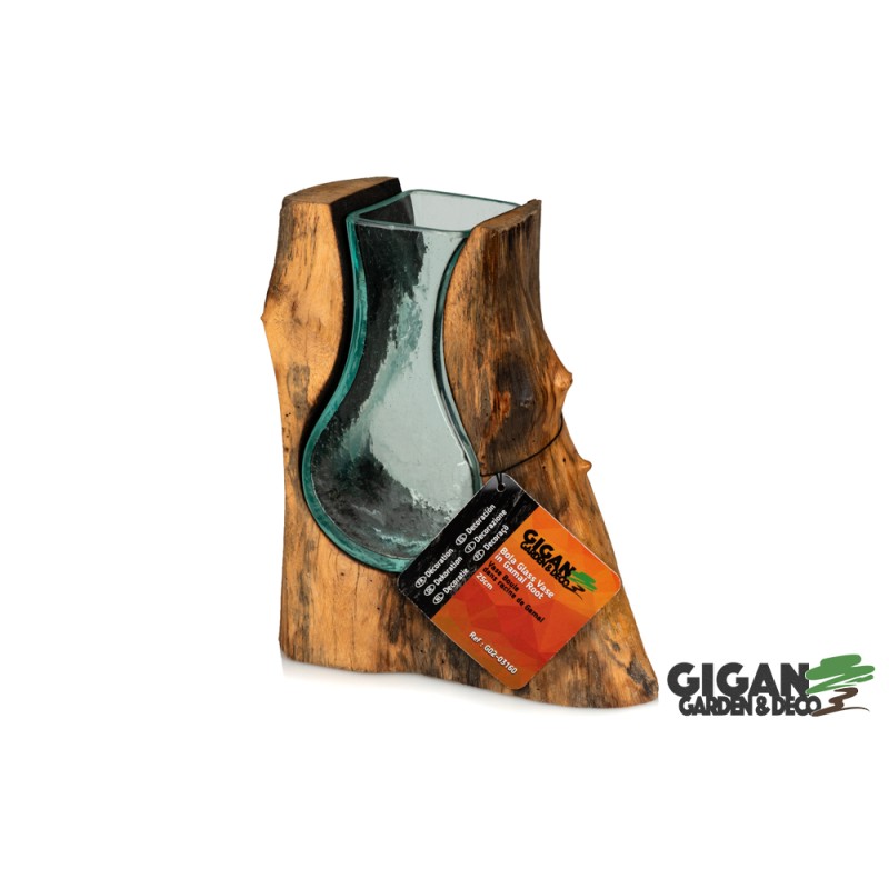 WOOD GAMAL VASE BOLA 25cm