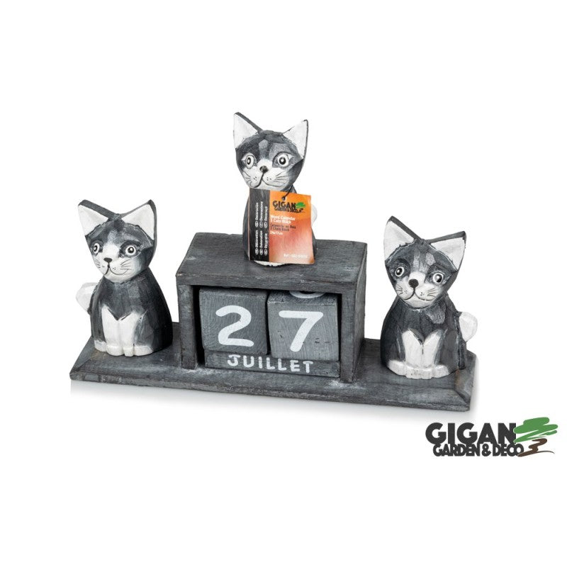 Calendrier en bois x3 chat