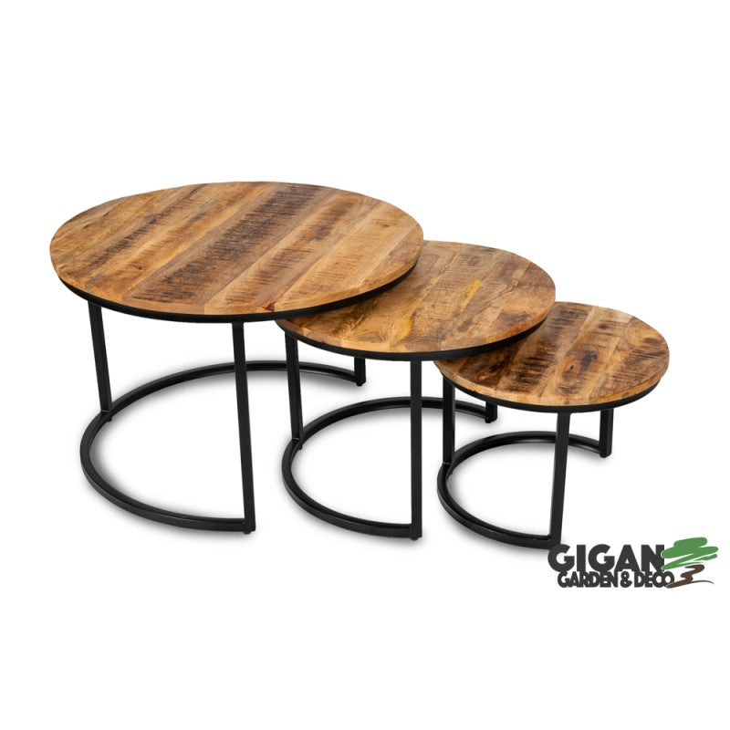 Table basse gigognes en manguier
