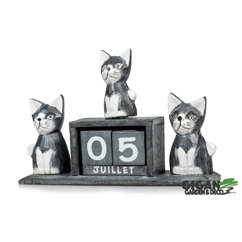 Calendrier en bois x3 chat