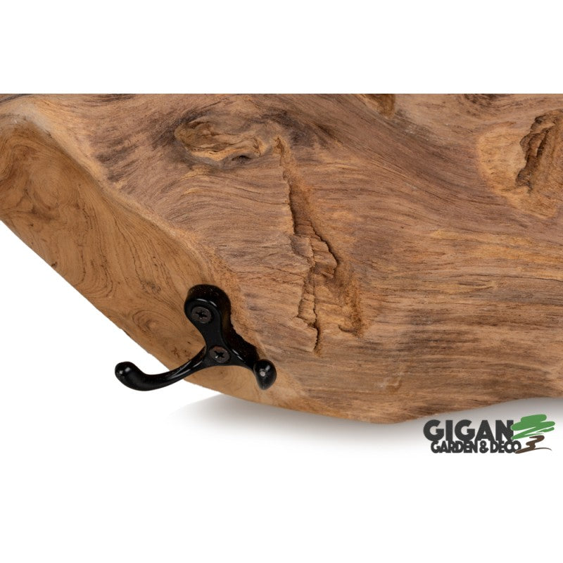 Porte manteau ou porte serviette mural en bois teck