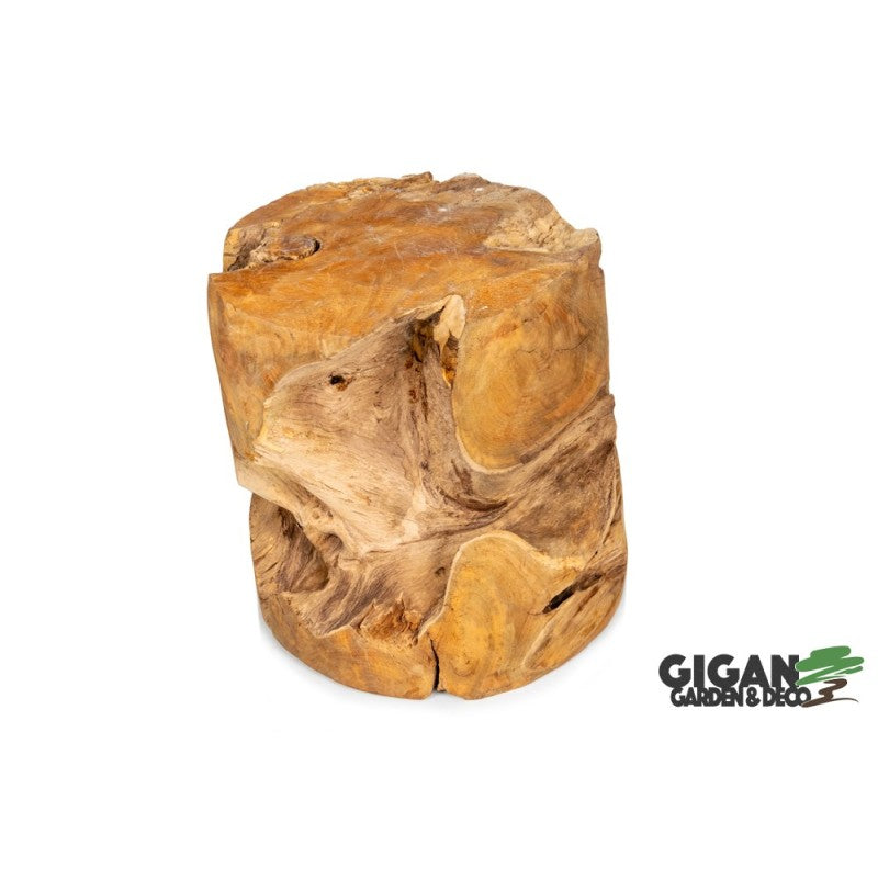 Tabouret en bois de racine de teck slinder