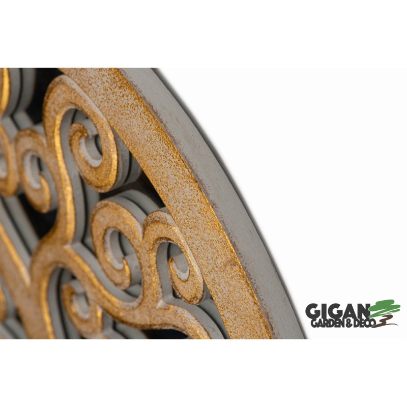 Wood tree life mirror white gold