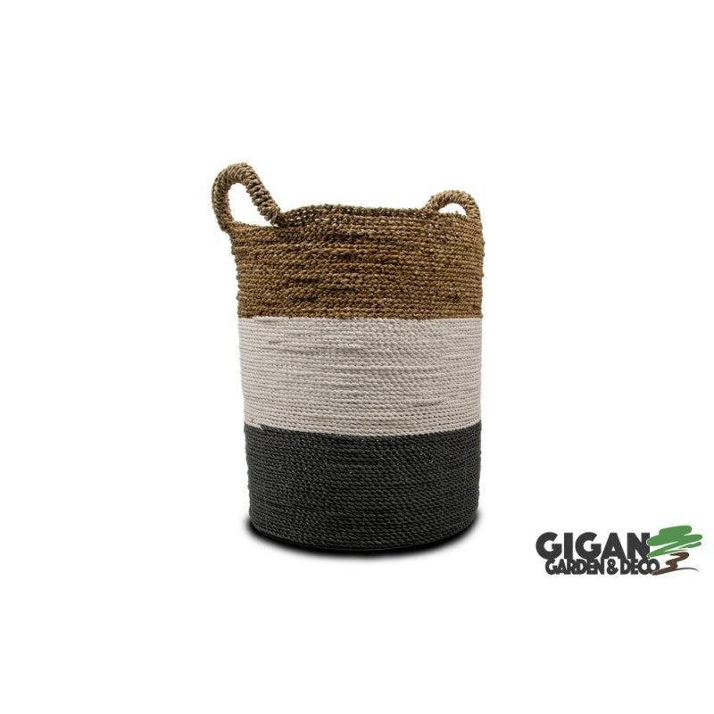 Set de 5 paniers Gris/blanc/marron naturel