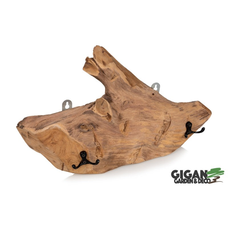 Porte manteau ou porte serviette mural en bois teck