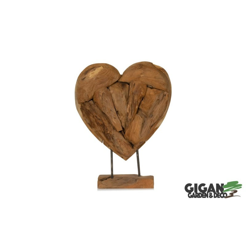 Bois teck déco coeur