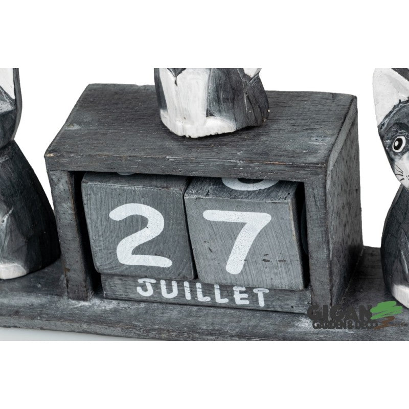Calendrier en bois x3 chat