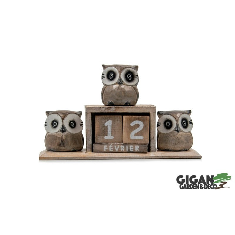 Calendrier en bois x3 chouette