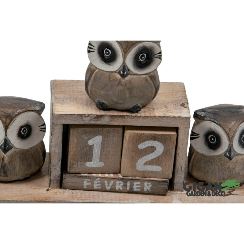 Calendrier en bois x3 chouette
