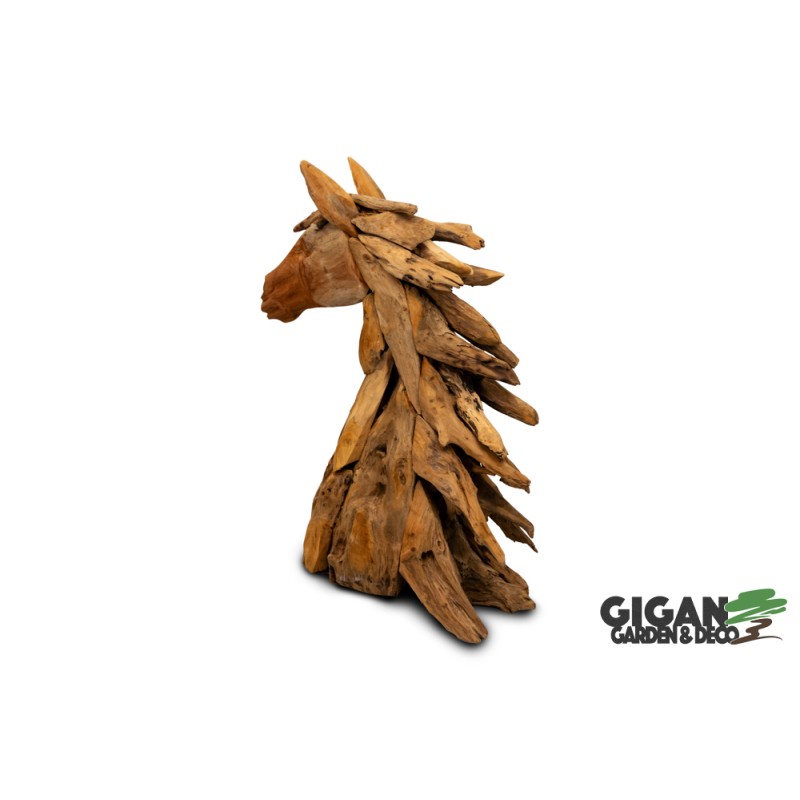 Tête de cheval en bois teck