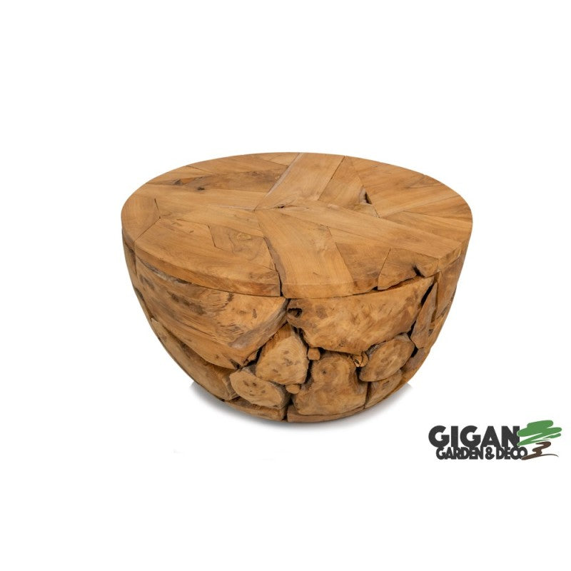 Table basse bois teck demi boule