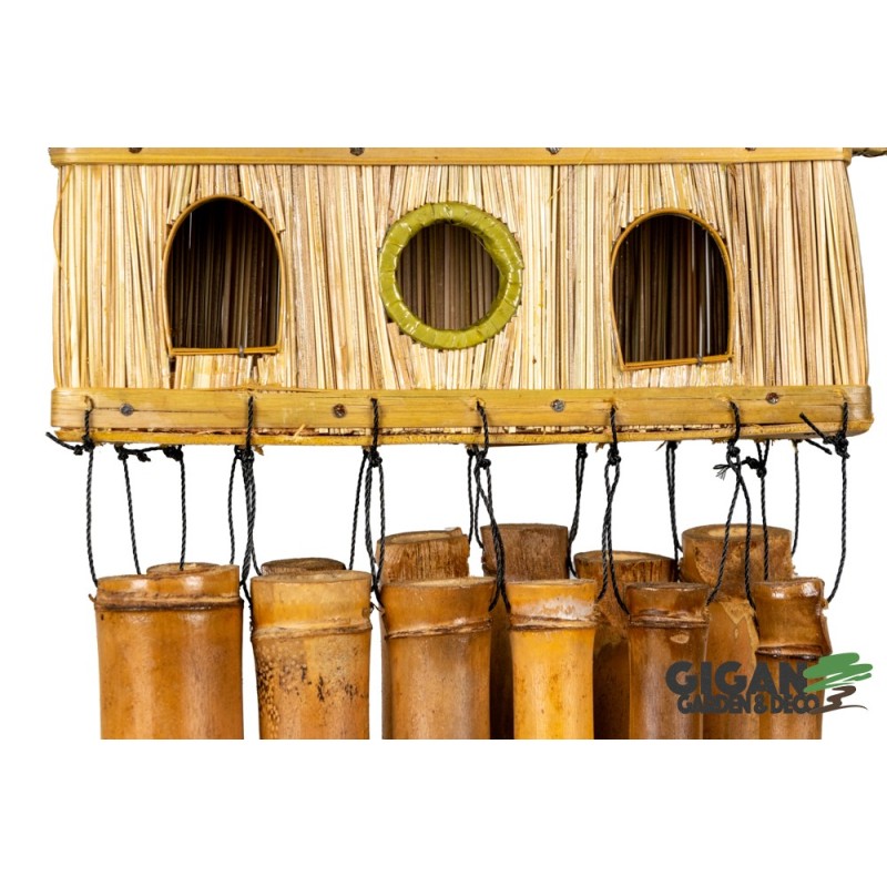 Carillon bambou Maison d'oiseau 30cm