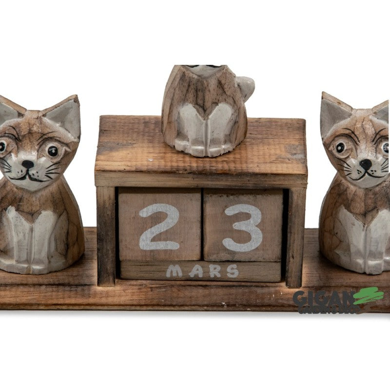 Calendrier en bois x3 chat