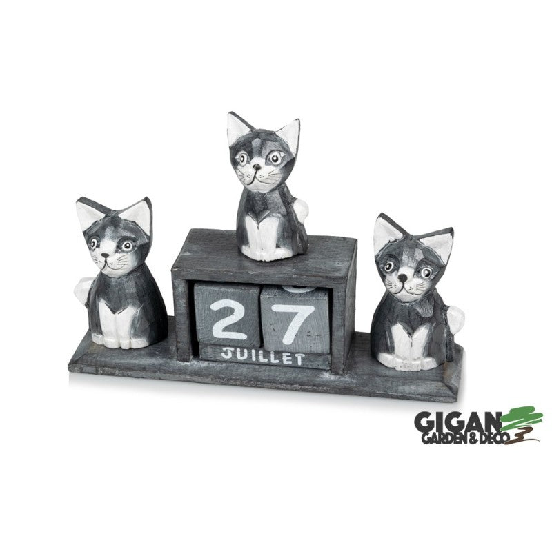 Calendrier en bois x3 chat