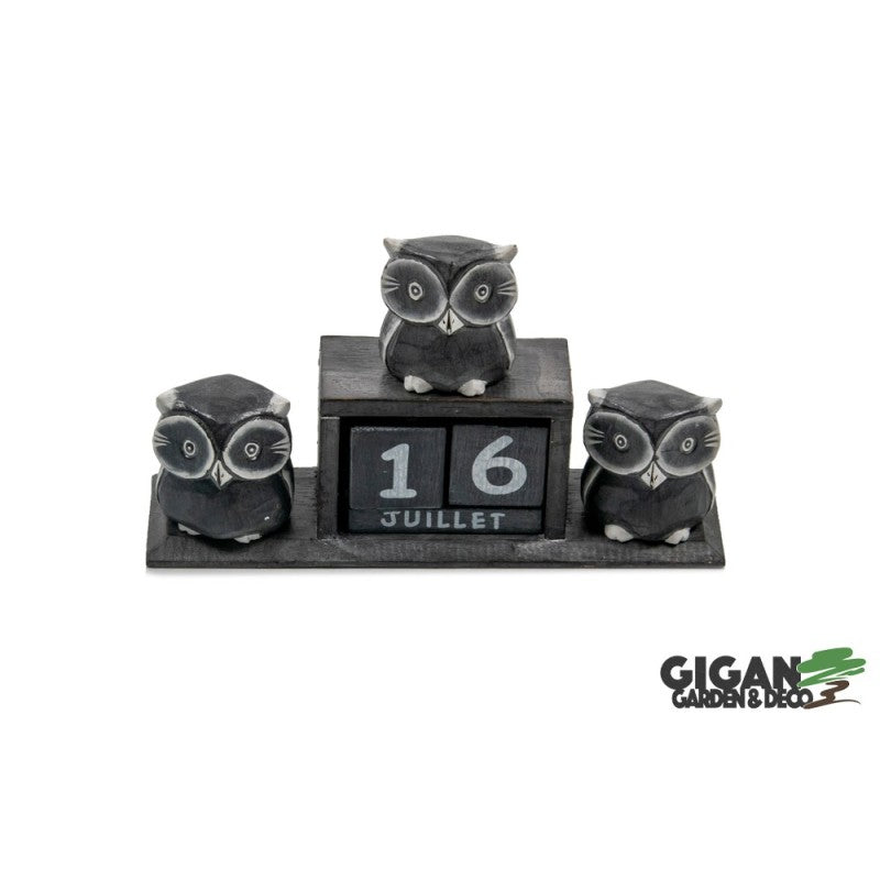 Calendrier en bois x3 chouette