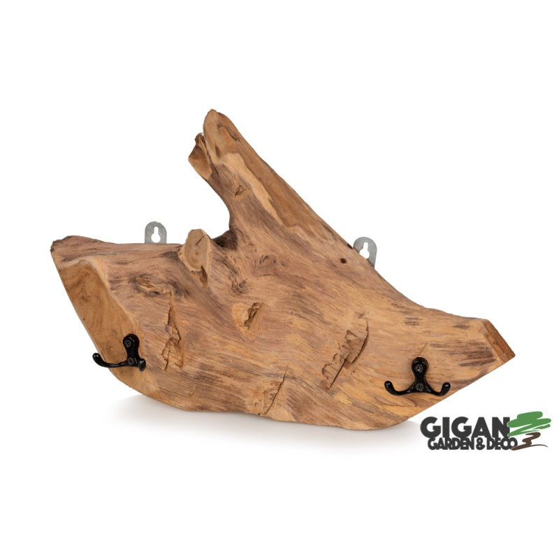Porte manteau ou porte serviette mural en bois teck