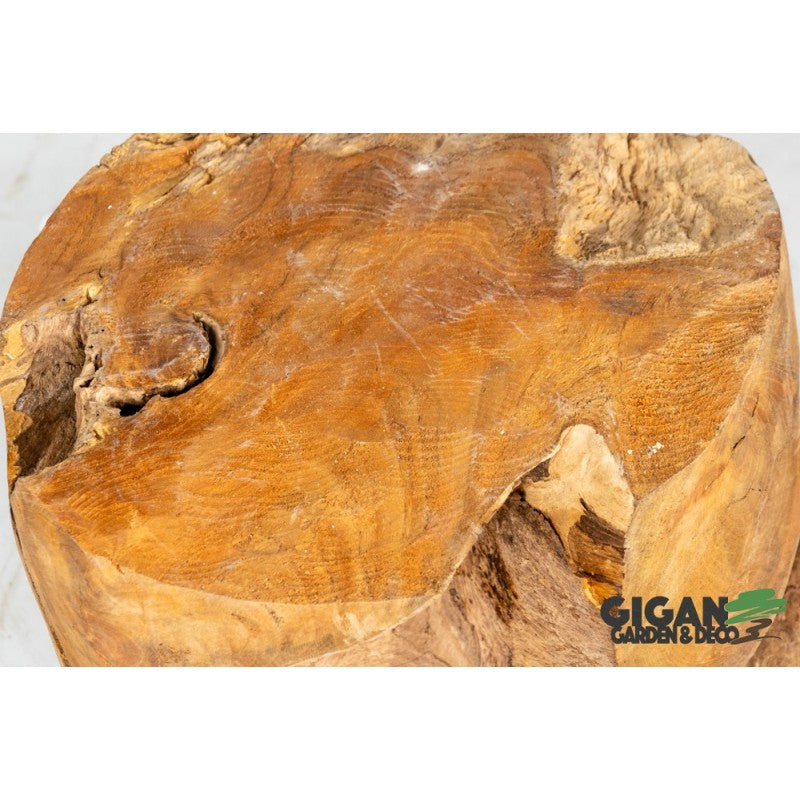 Tabouret en bois de racine de teck slinder