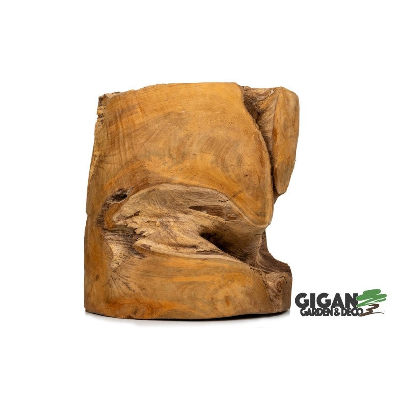 Tabouret en bois de racine de teck slinder